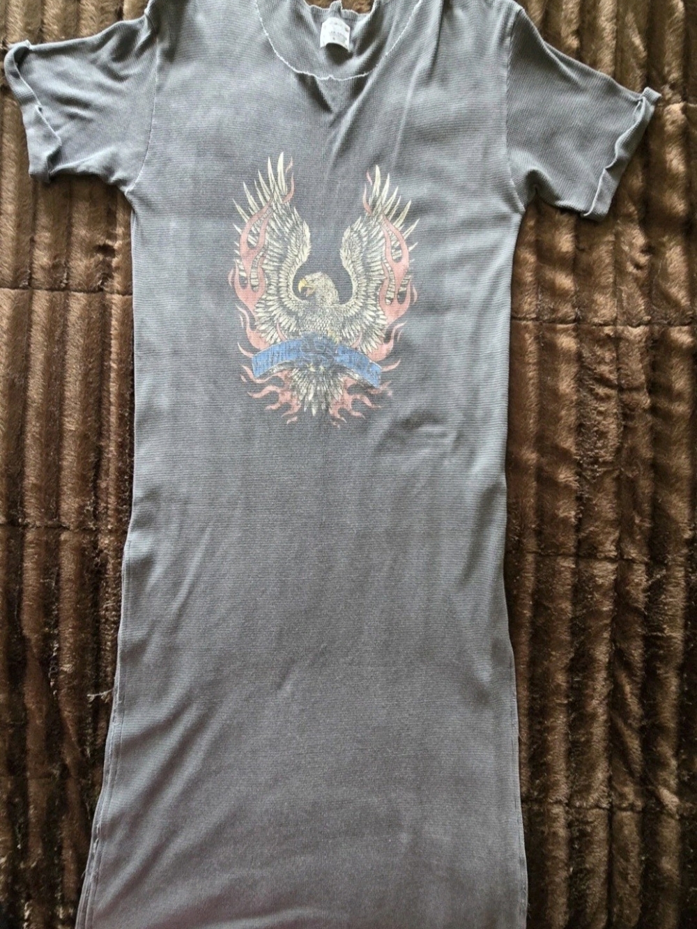 Free People Charcoal Grey Graphic Maxi Dress with Eagle Motif - Picture 3 of 9
